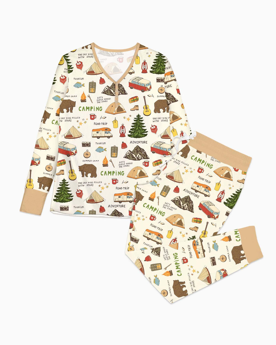 Outdoor Camping Adventure Family Matching Bamboo Women Pajama Set