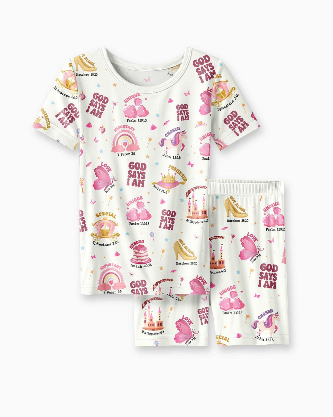 God Says I Am Girl Bamboo Two Piece Short Sleeve Shorts Pyjamas Set