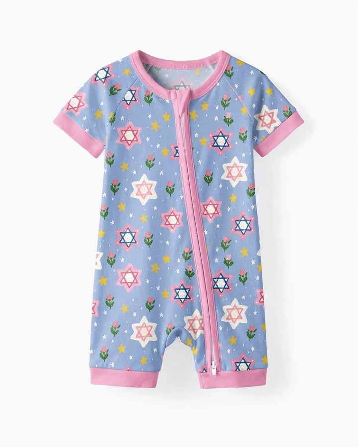 Starry Bloom Blessings Family Matching Bamboo Shorty Zippy