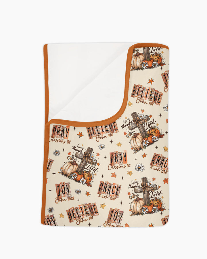 Floral Fall Give Thanks To The Lord Bamboo Blanket