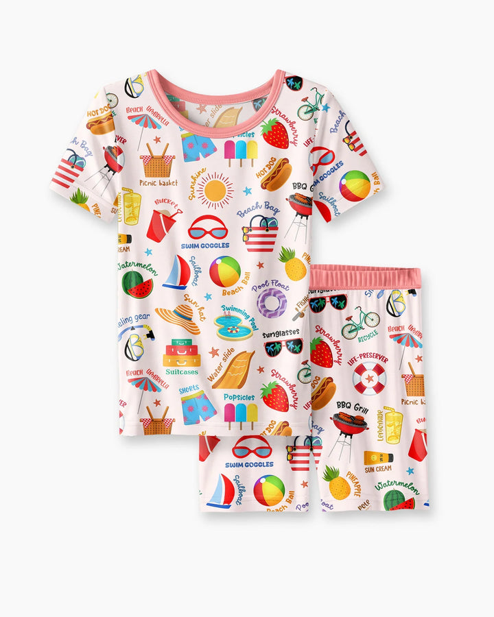 Love Summer Bamboo Two Piece Short Sleeve Shorts Pajama Set