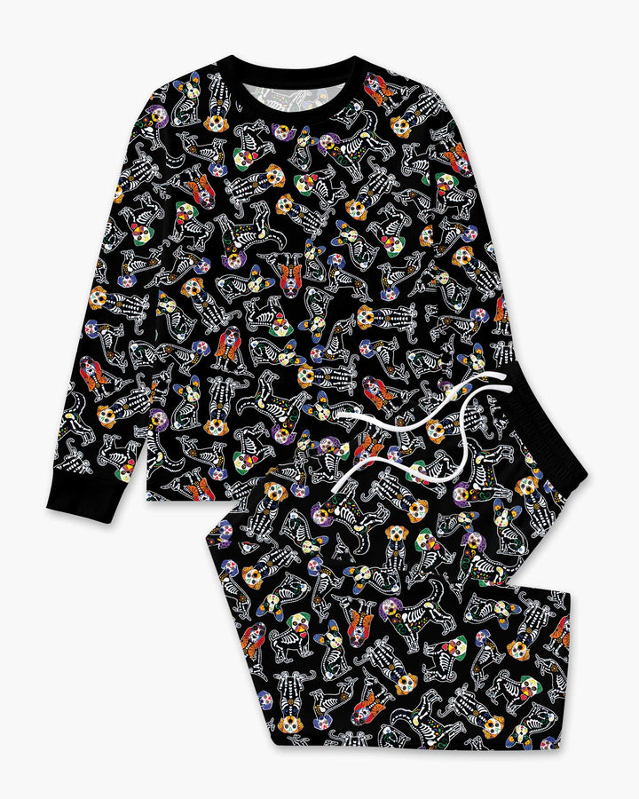 Dia De Los Muertos Doggie Bamboo Men's Pajama Set