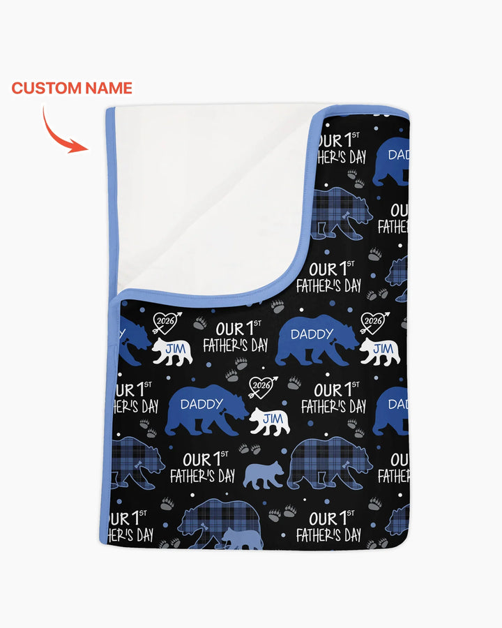 Our 1st Father's Day Daddy Bear & Me Matching Bamboo Blanket