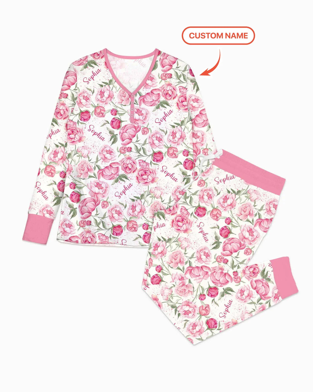 Custom Name Birth Month Flowers Bamboo Women Pajama Set