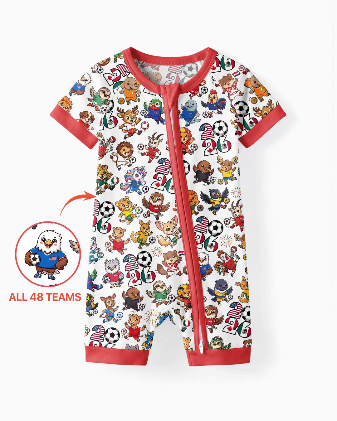 Kawaii Animals Soccer Tour 2026 Family Matching Bamboo Shorty Zippy