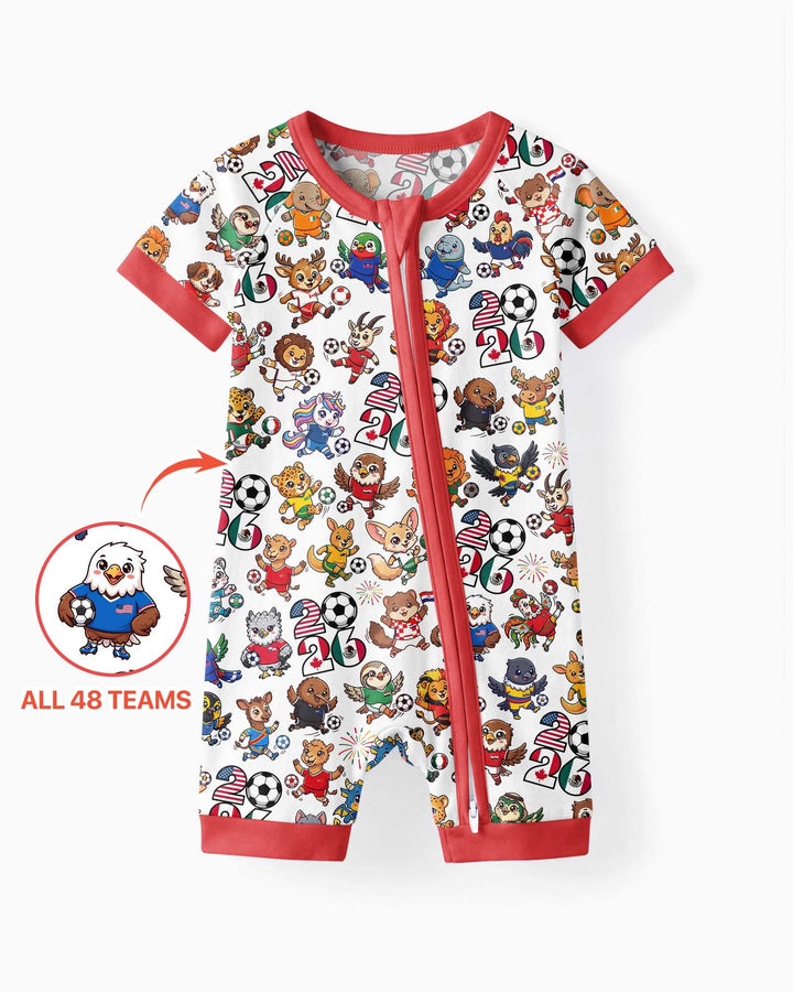 Kawaii Animals Soccer Tour 2026 Family Matching Bamboo Shorty Zippy