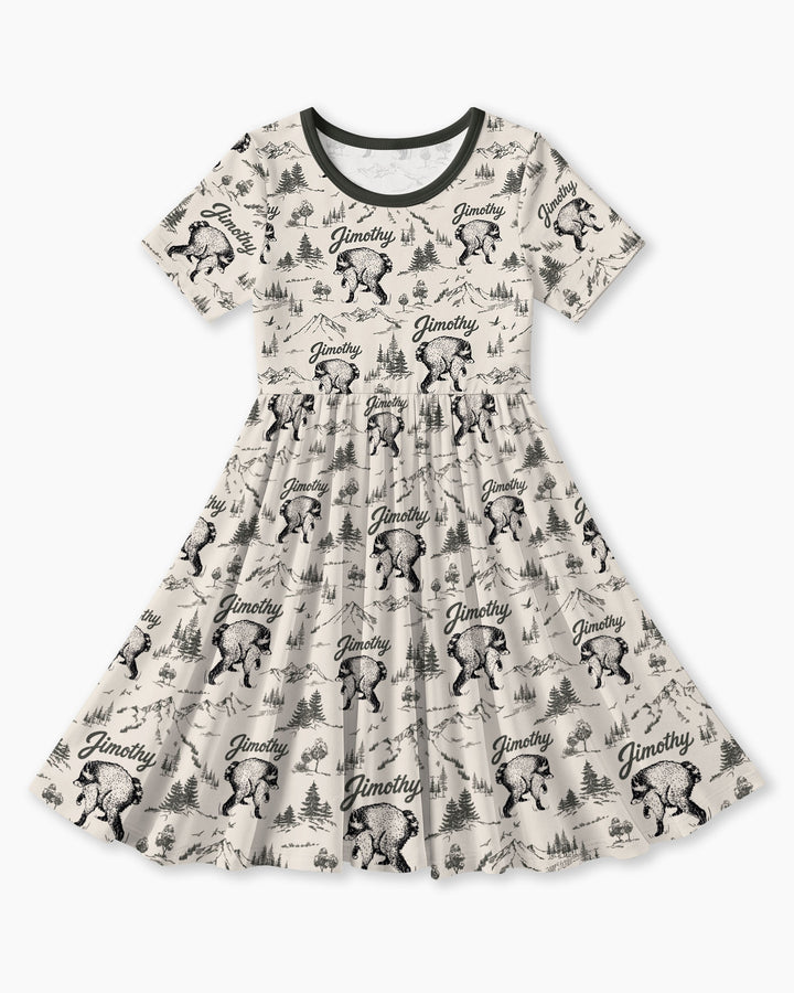 Vintage Jimothy Racoon Family Matching Bamboo Twirl Dress