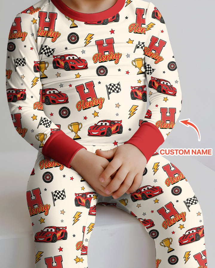 Funny Fast Car Bamboo Two Piece Long Sleeve Pajama Set