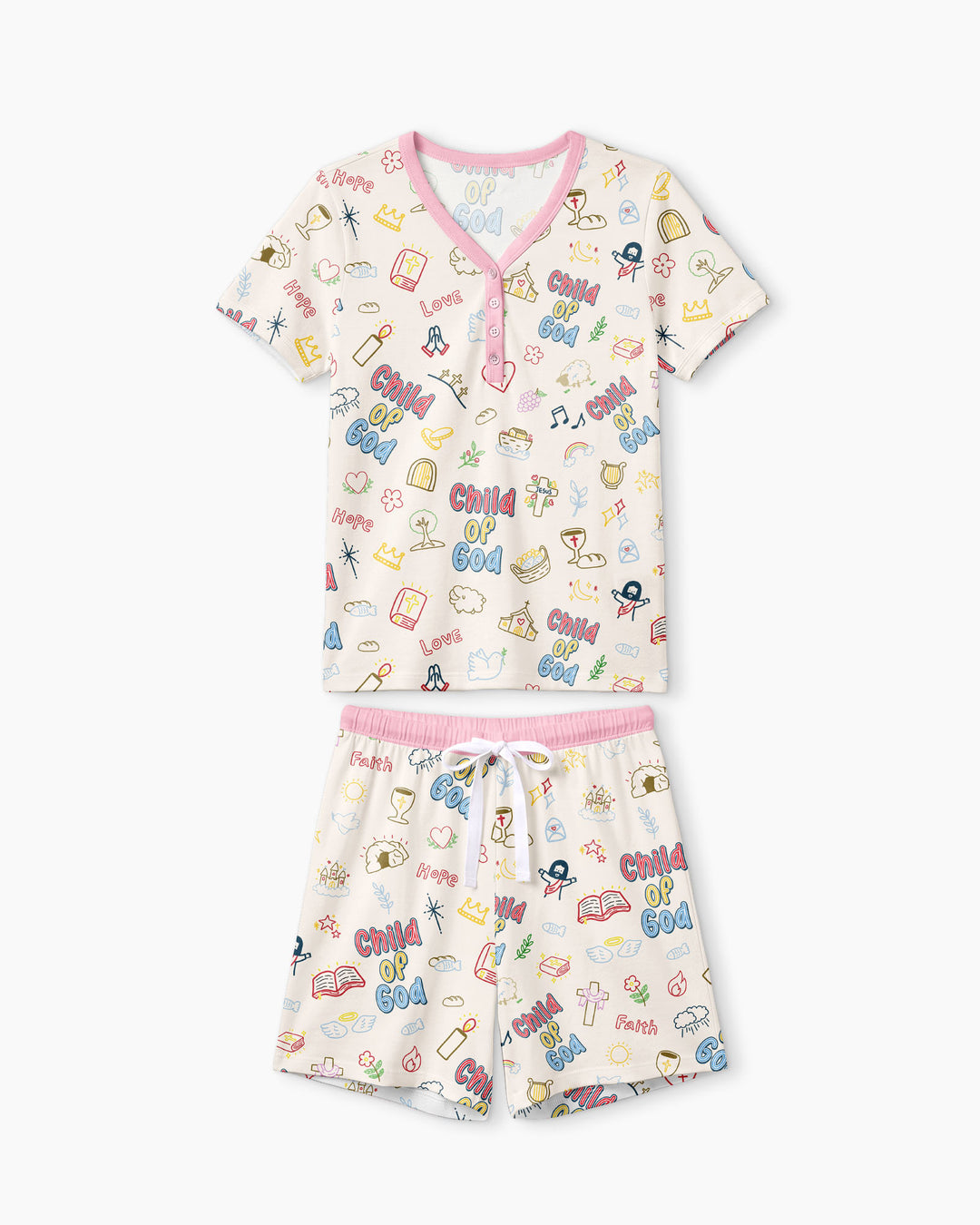 A Child Of God Family Matching Bamboo Women Short Sleeve Short Pajama Set