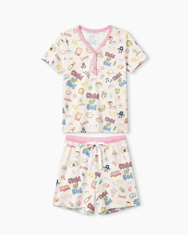 A Child Of God Family Matching Bamboo Women Short Sleeve Short Pajama Set