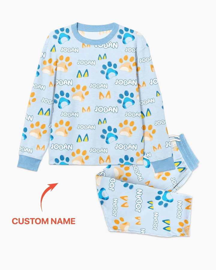 Custom Name Favourite Blue Dog Family Matching Bamboo Men's Pajama Set