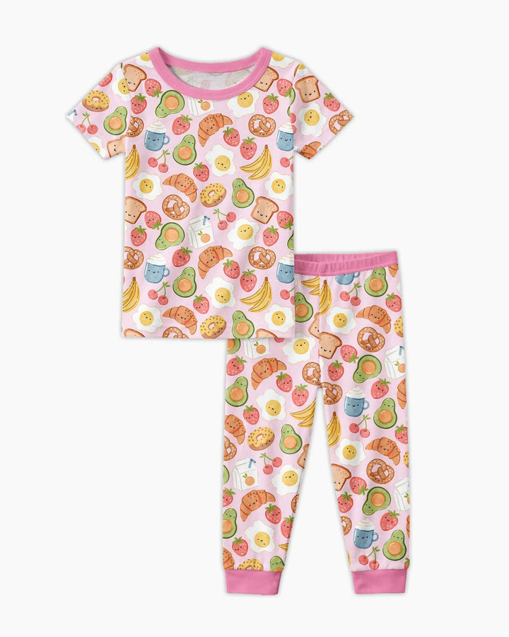 Breakfast Buddies Family Matching Bamboo Two Piece Short Sleeve Pajama Set