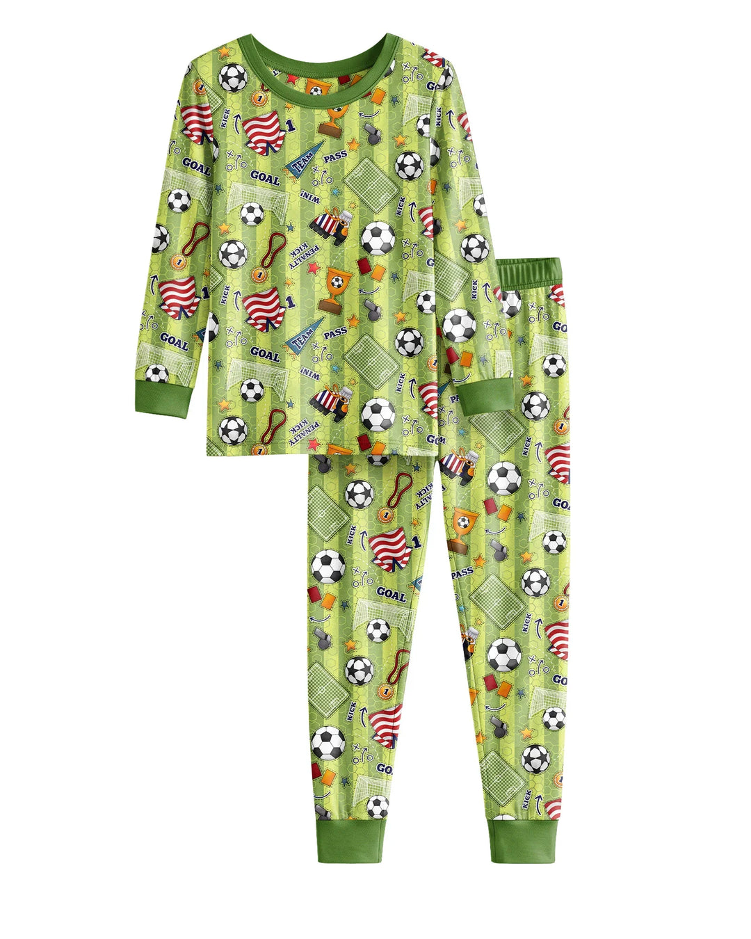 I Love Sports Soccer Bamboo Two Piece Long Sleeve Pajama Set