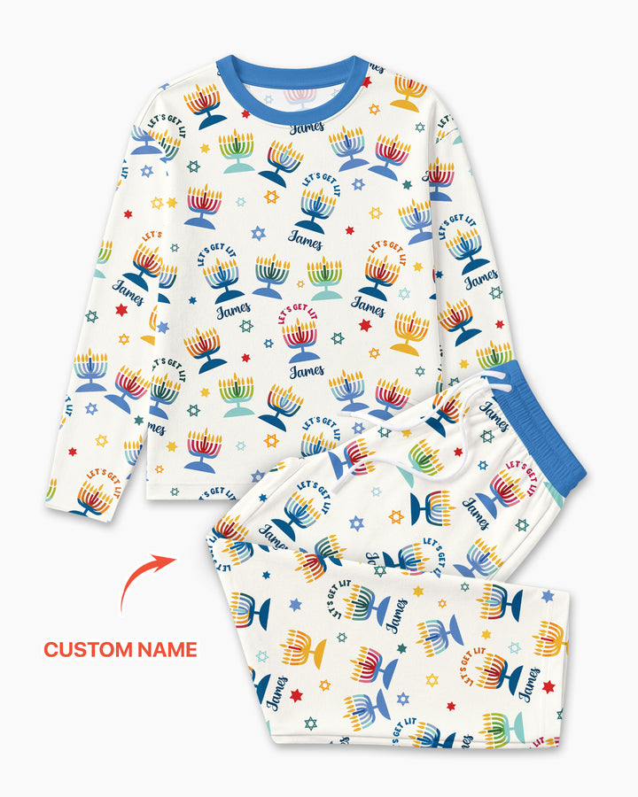 Let's Get Lit Hanukkah Bamboo Men's Pajama Set
