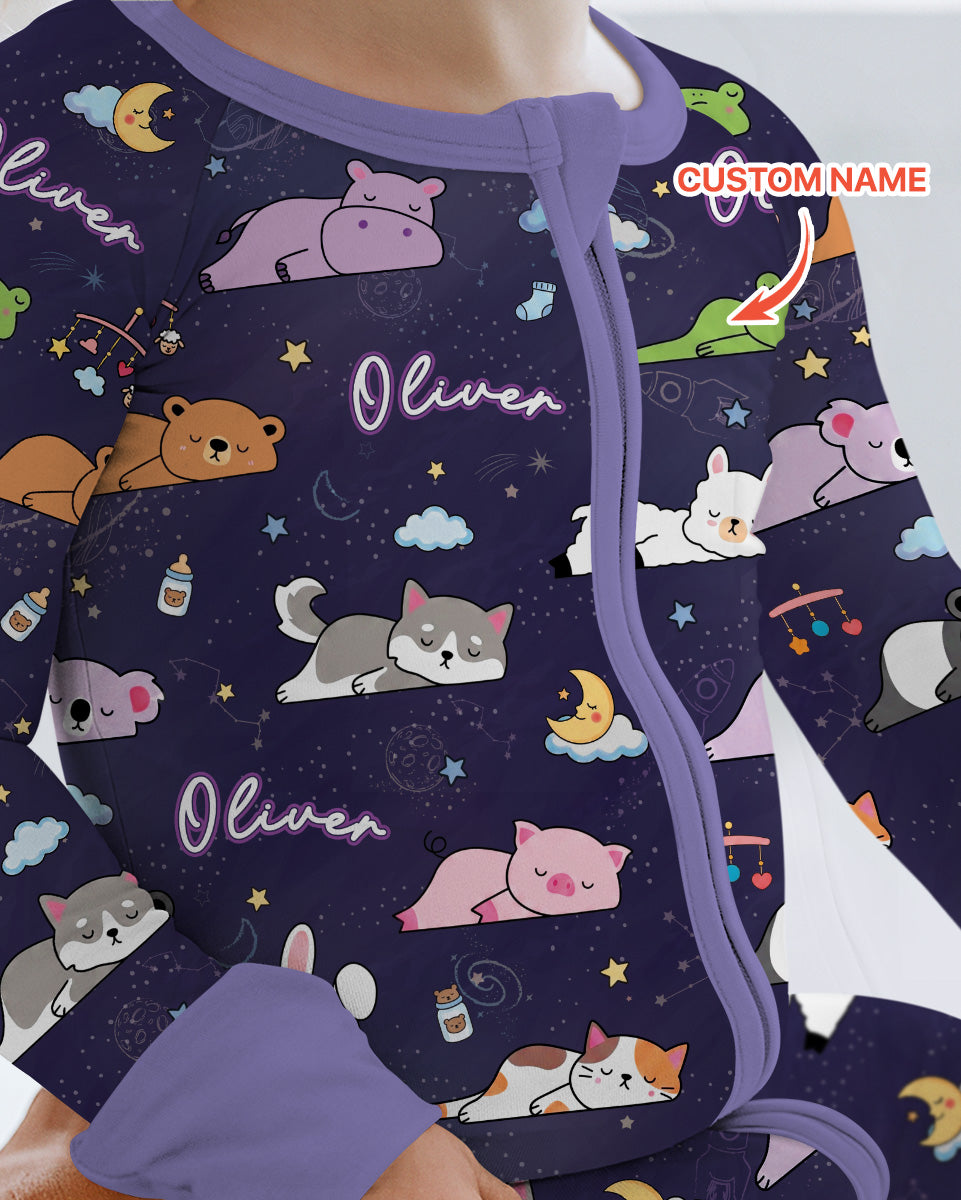 Custom Name Sleeping Cutie Bamboo Convertible Zippy