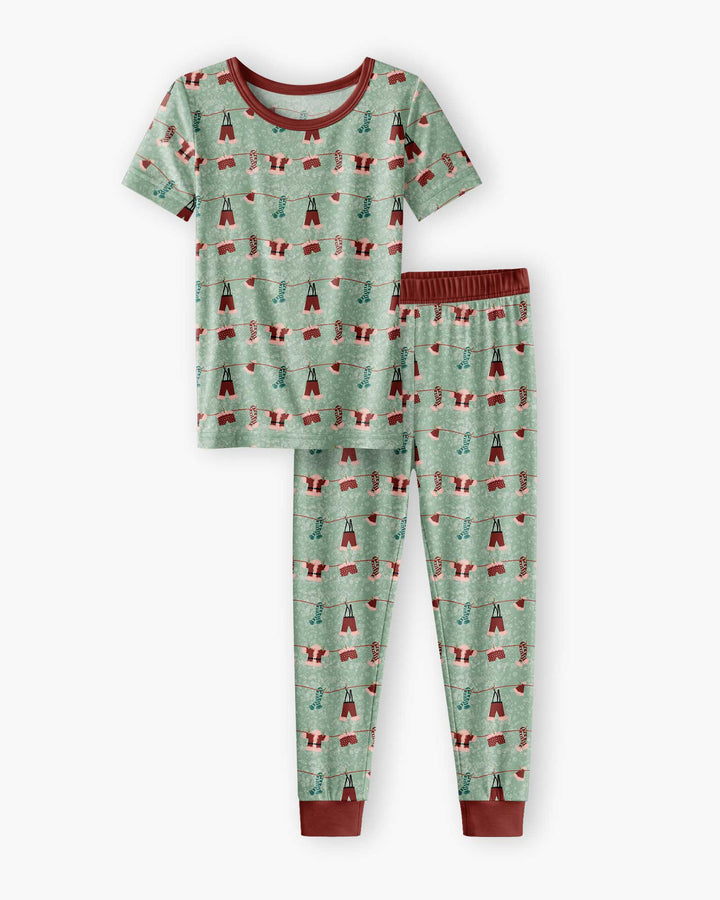 Santa In The Snow Bamboo Two Piece Short Sleeve Pajama Set