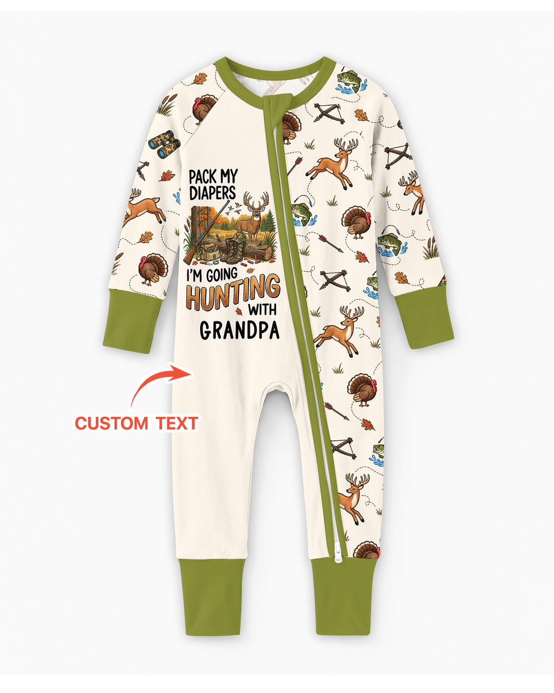 Personalized Pack My Diapers I'm Going Hunting Bamboo Convertible Zippy