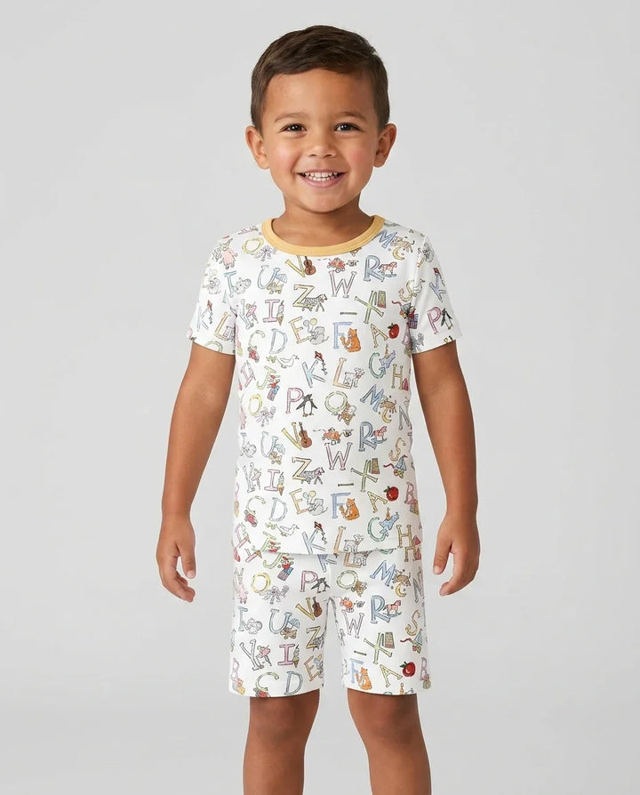 ABC Whimsy Bamboo Two Piece Short Sleeve Shorts Pajama Set