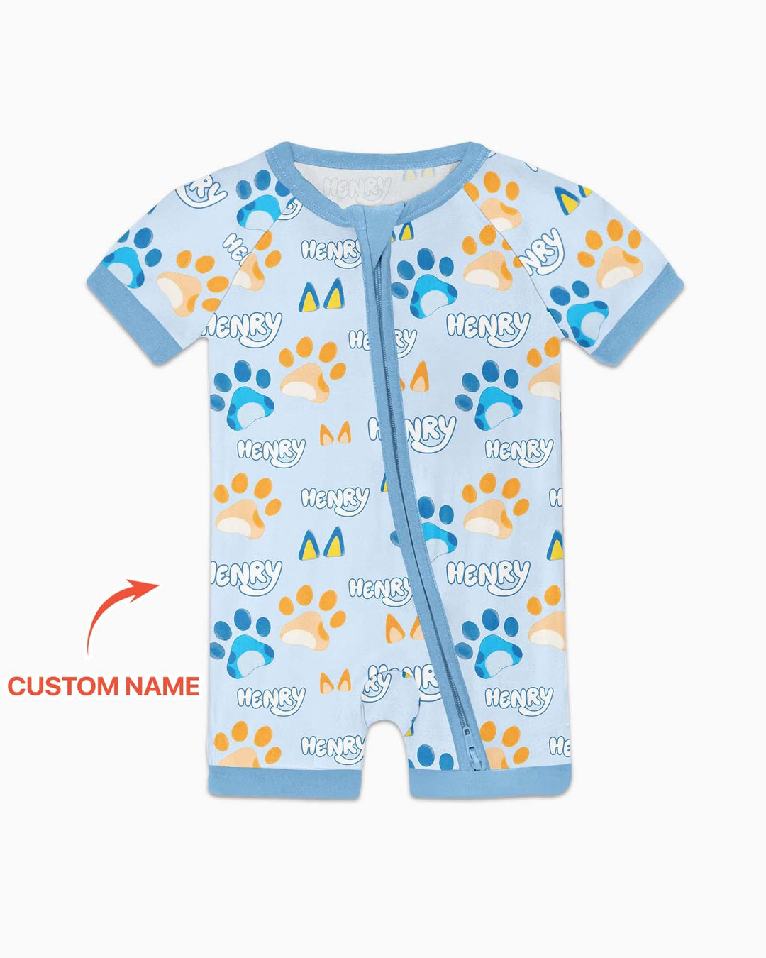 Custom Name Favourite Blue Dog Family Matching Bamboo Shorty Zippy