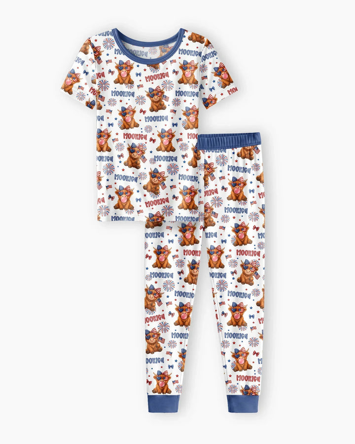 Moo-Rica Cowgirl Bamboo Two Piece Short Sleeve Pajama Set