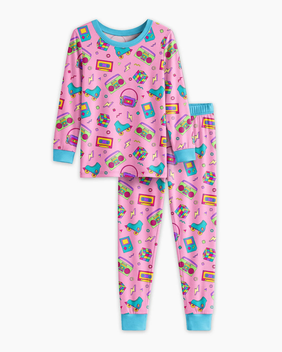 80s Retro Neon Bamboo Two Piece Long Sleeve Pajama Set