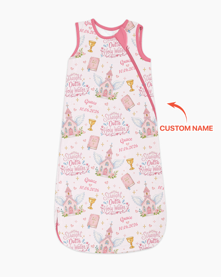 Custom Name Baptism Christening Straight Outta Holy Water Bamboo Sleep Bag