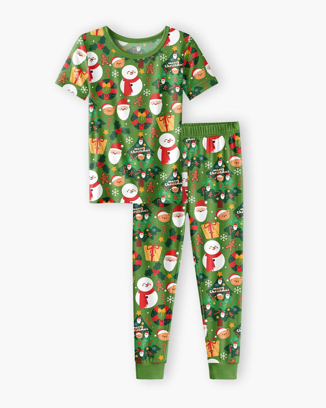 Snowmen Funny Bamboo Two Piece Short Sleeve Pajama Set