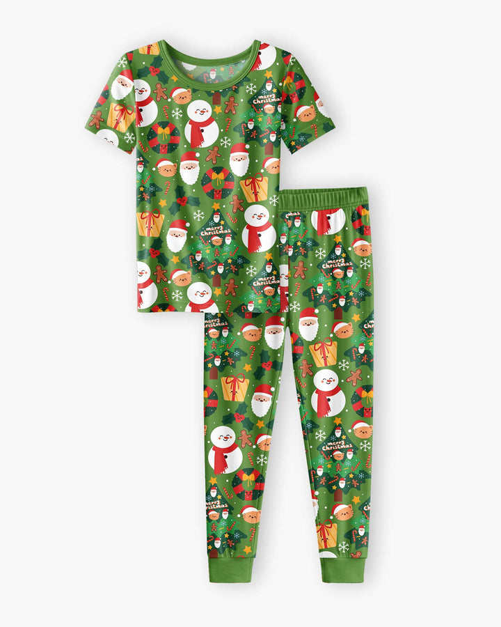 Snowmen Funny Bamboo Two Piece Short Sleeve Pajama Set