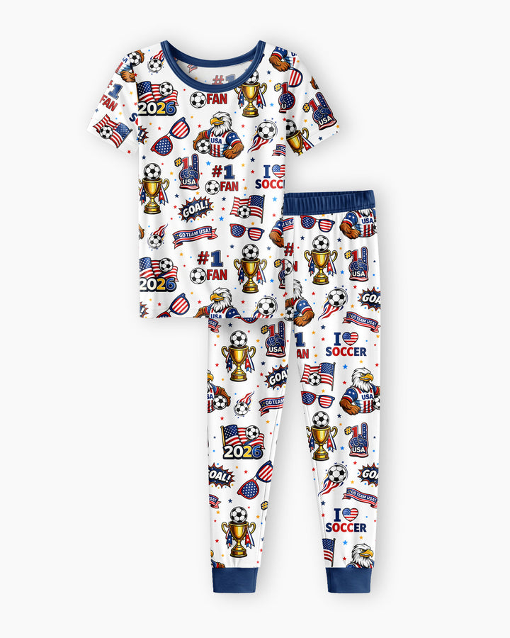 USA Soccer 2026 Party Bamboo Two Piece Short Sleeve Pajama Set
