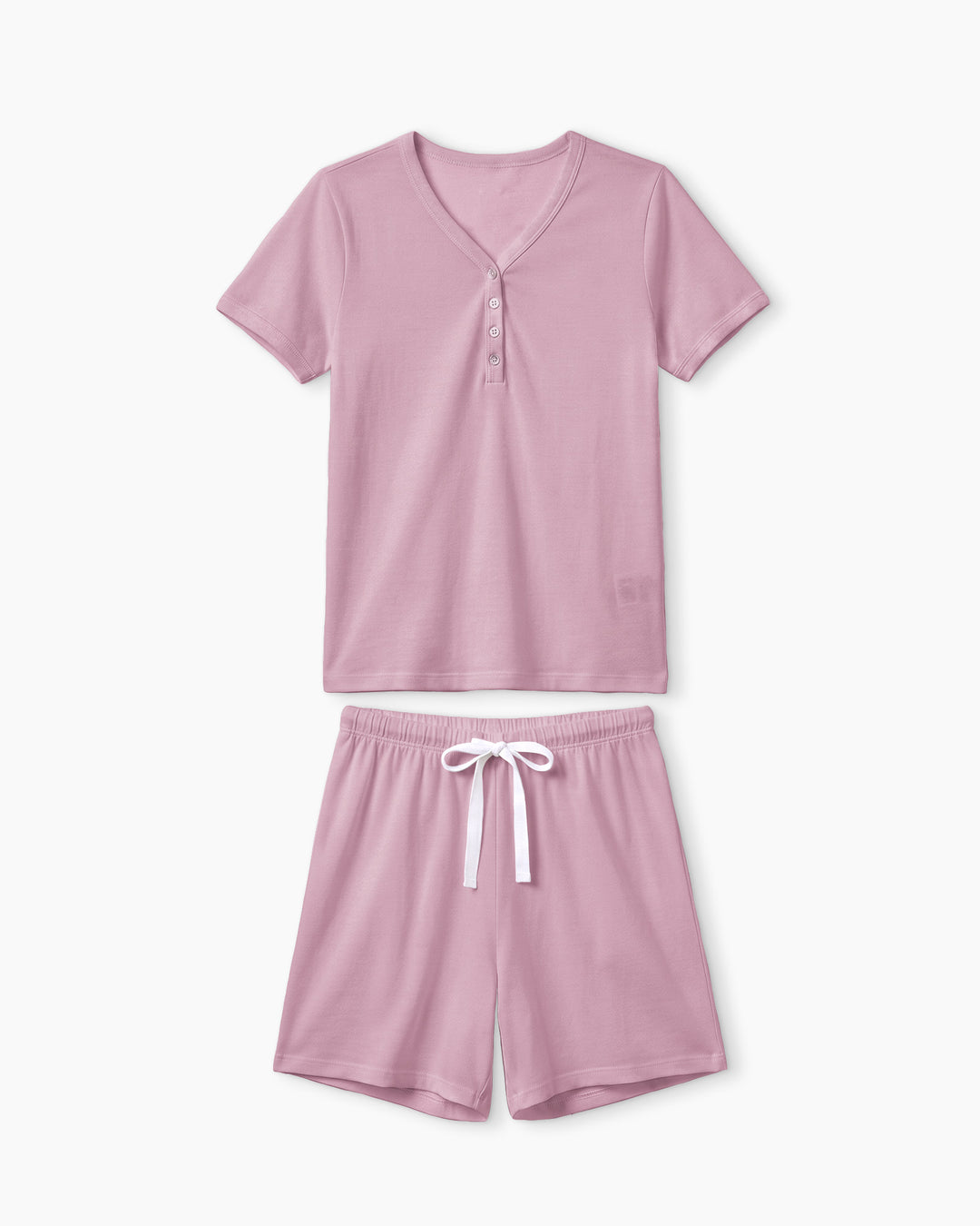 Solid Color Bamboo Women Short Sleeve Short Pajama Set