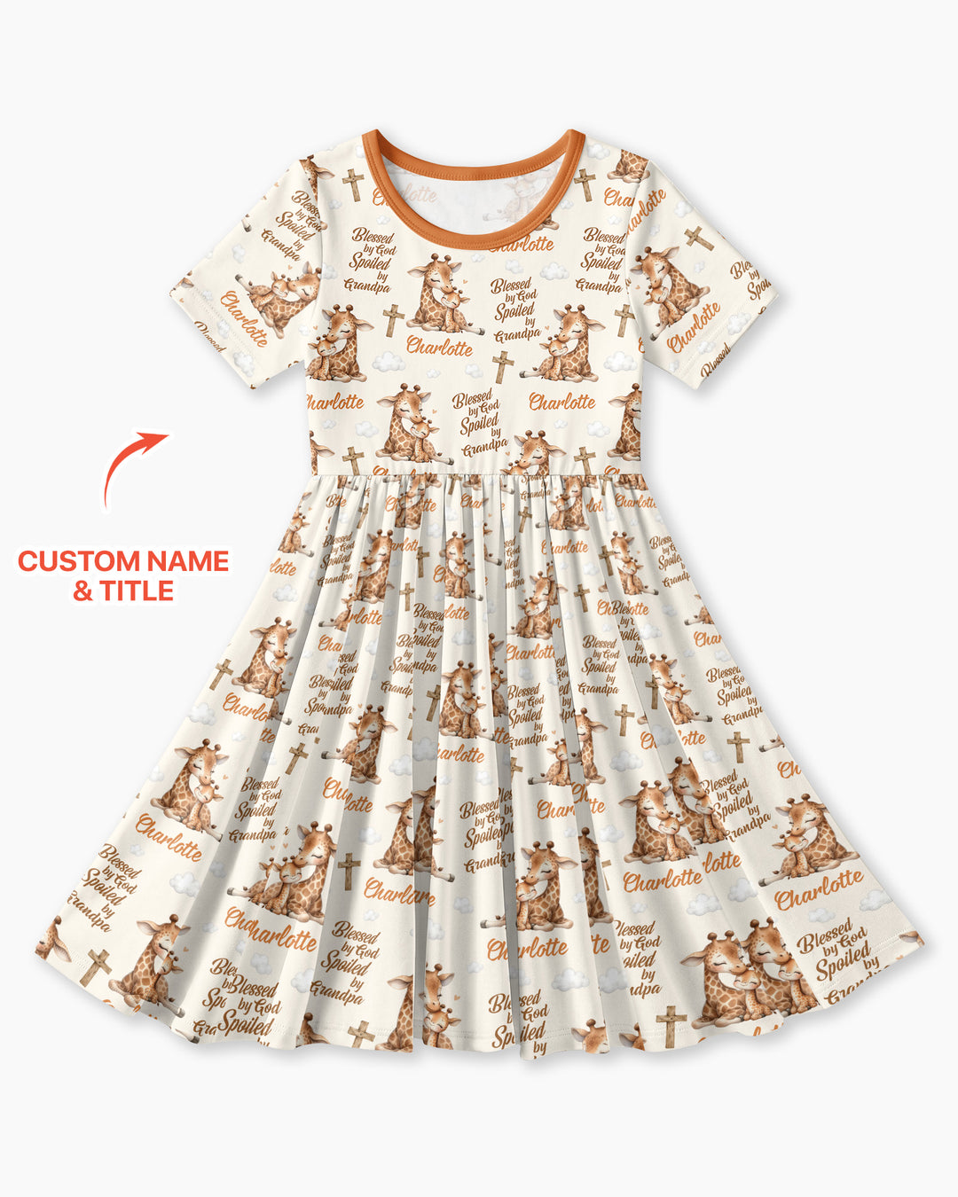 Custom Name Blessed By God Spoiled By Grandma Bamboo Twirl Dress