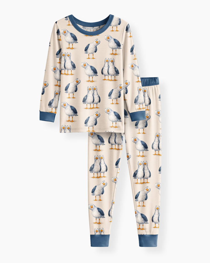 Goofy Seagulls Bamboo Two Piece Long Sleeve Pajama Set