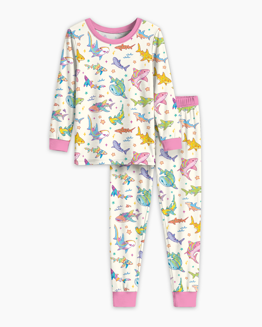 Tropical Sharks Bamboo Two Piece Long Sleeve Pajama Set