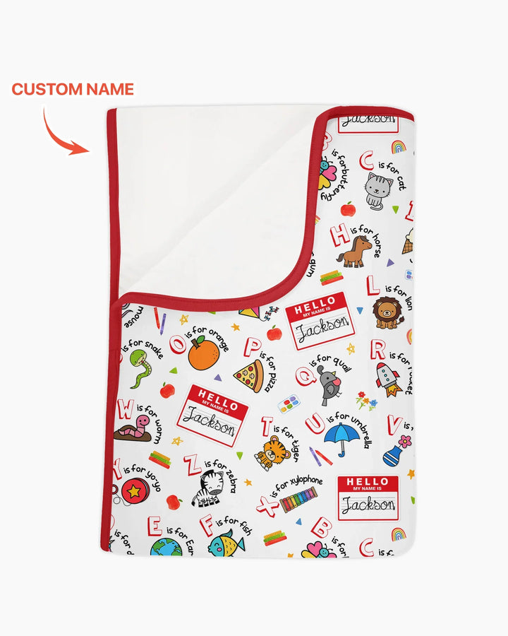 Custom Name Hello School ABCs Bamboo Blanket