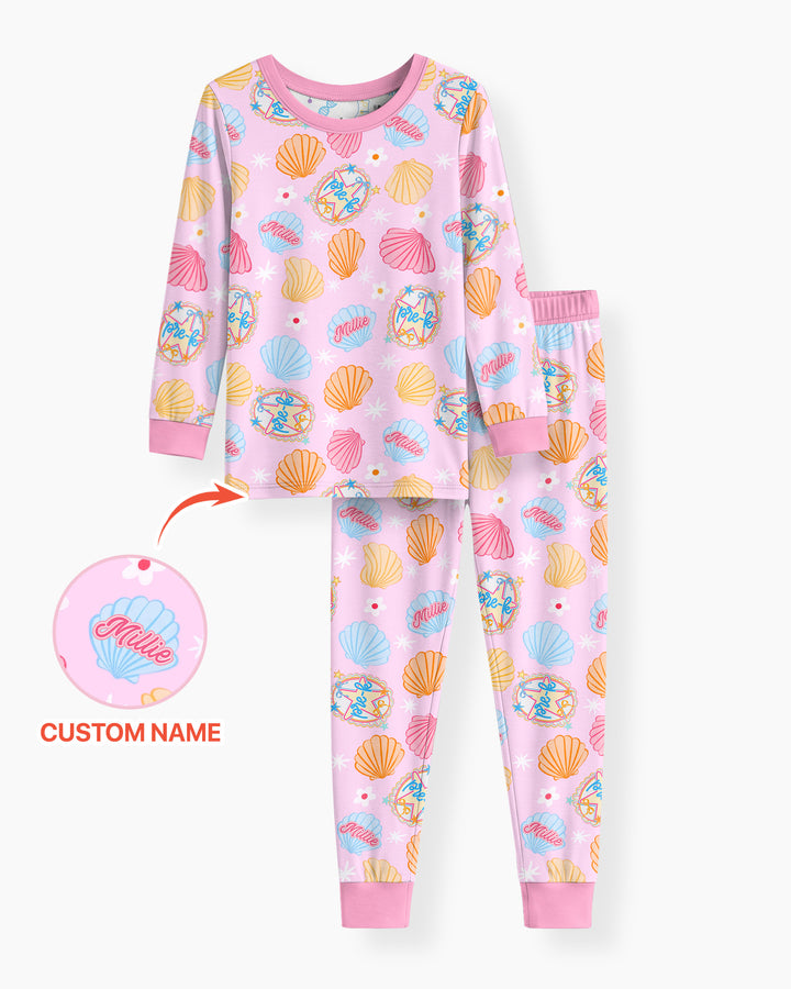 Mermaid Back To School Bamboo Two Piece Long Sleeve Pajama Set