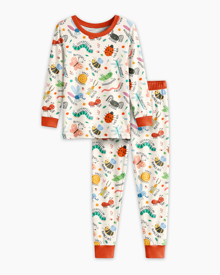 Bug Field Guide Bamboo Two Piece Long Sleeve Pajama Set