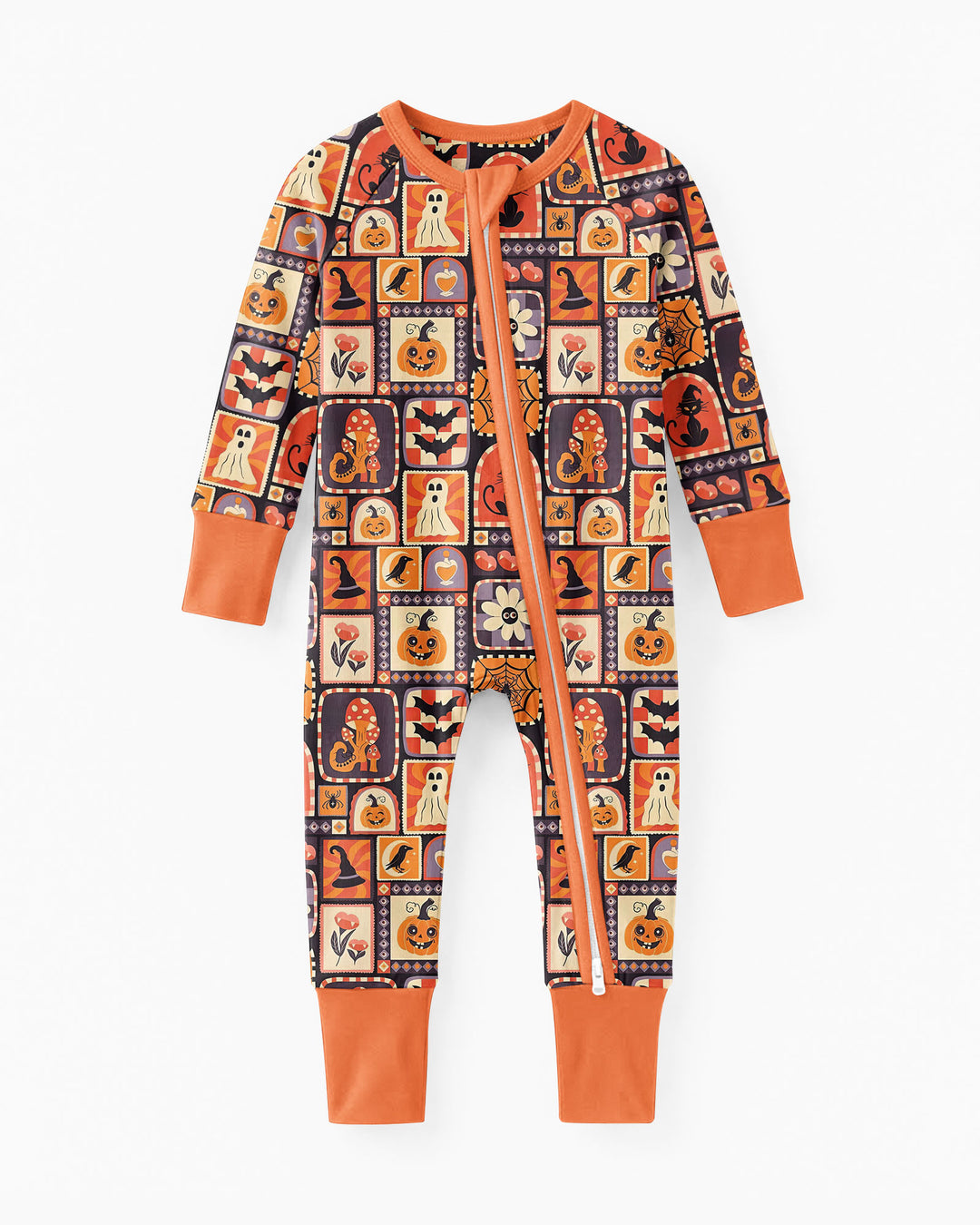 Retro Halloween Patchwork Icons Bamboo Convertible Zippy