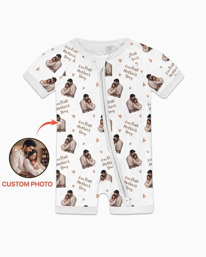 Custom Photo Our First as Parents Bamboo Shorty Zippy