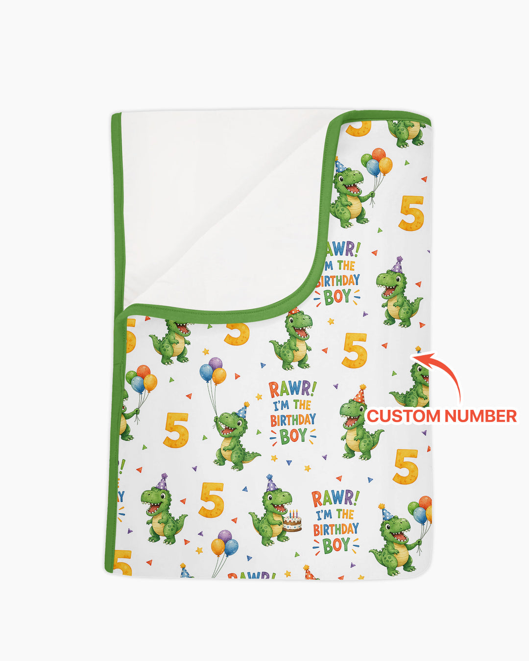 Personalized Dinosaur Birthday Boy Bamboo Blanket