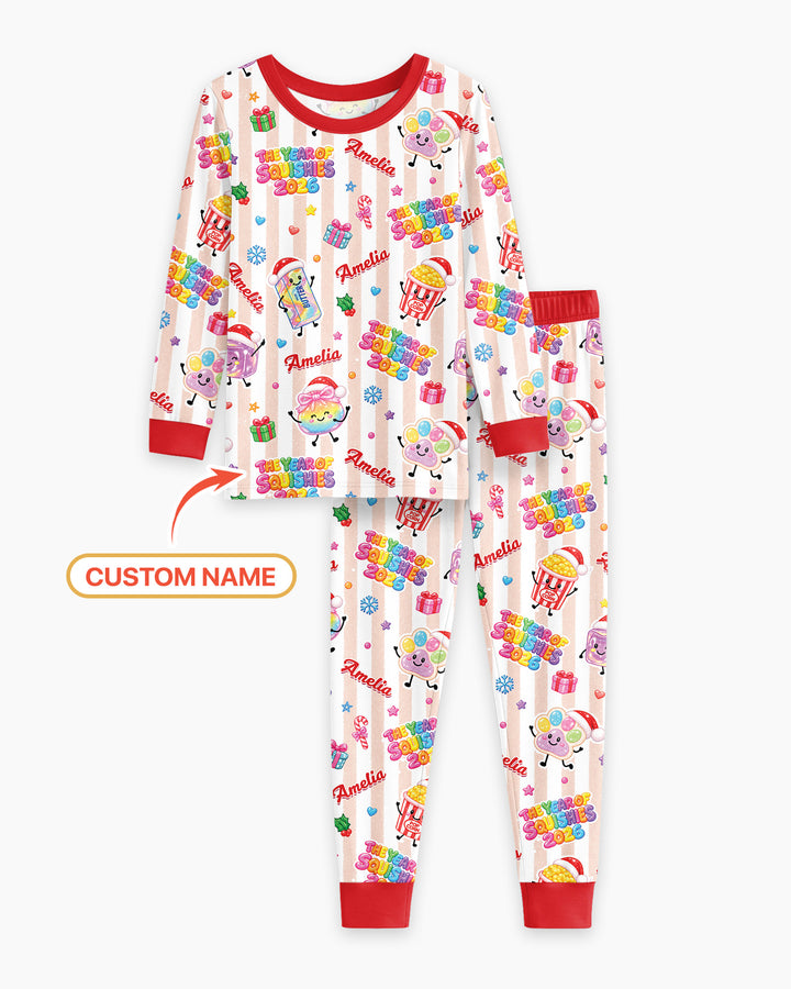 Custom Name The Year of Squishies 2026 Bamboo Two Piece Long Sleeve Pajama Set