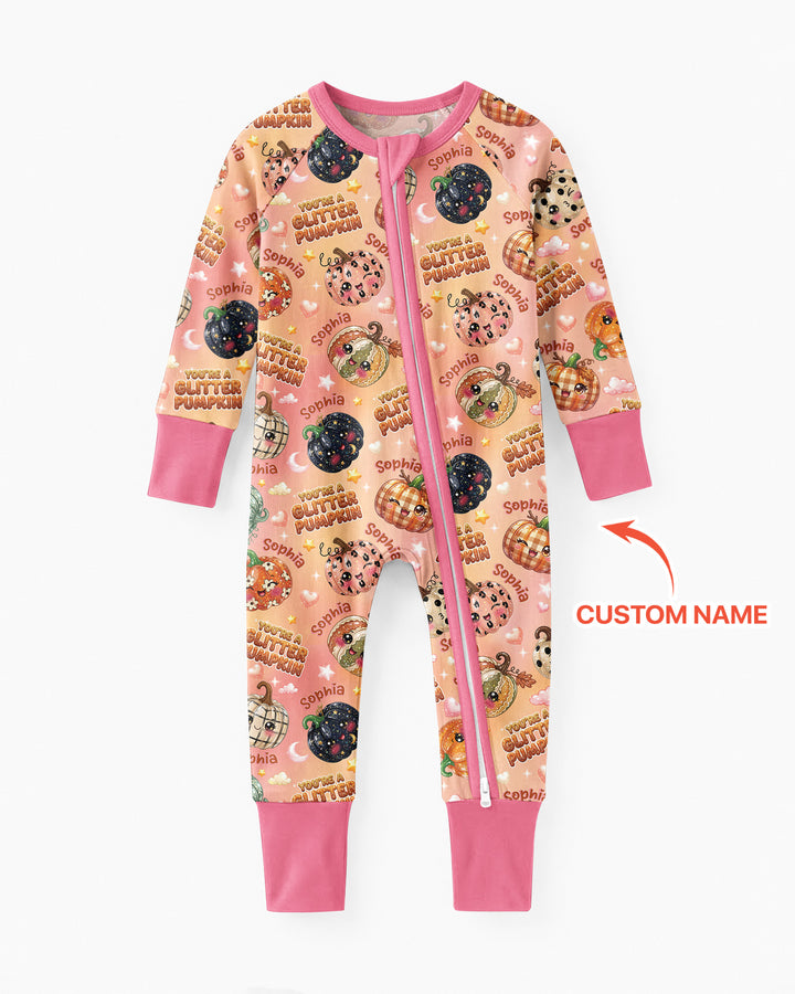Custom Name You're A Glitter Pumpkin Bamboo Convertible Zippy