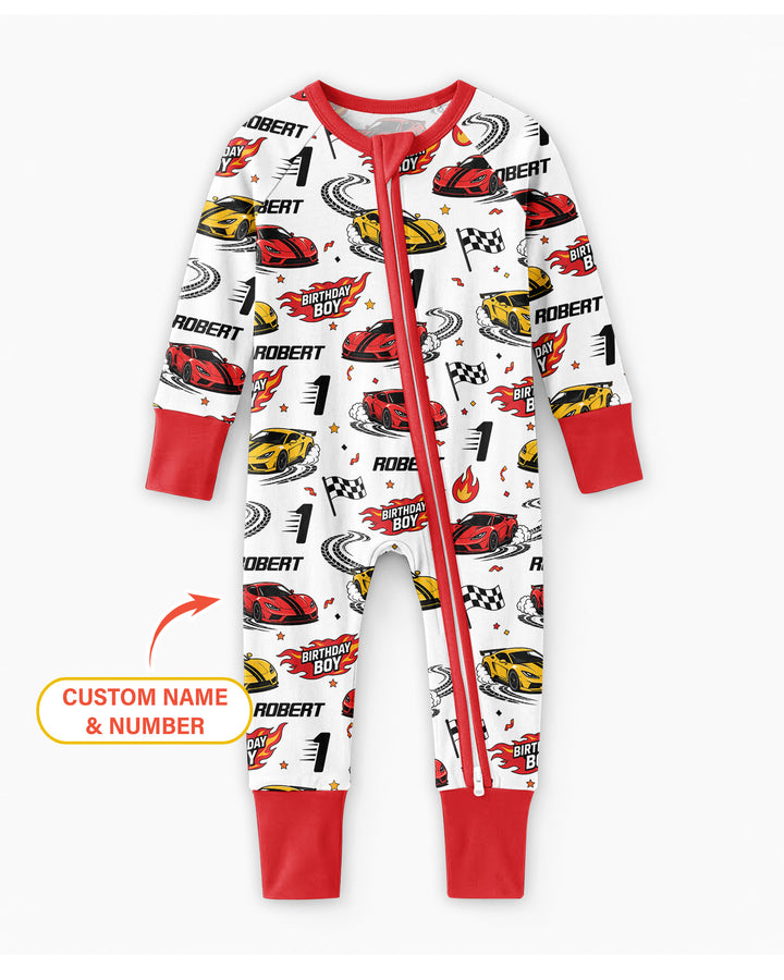 Personalized Racing Car Birthday Boy Bamboo Convertible Zippy
