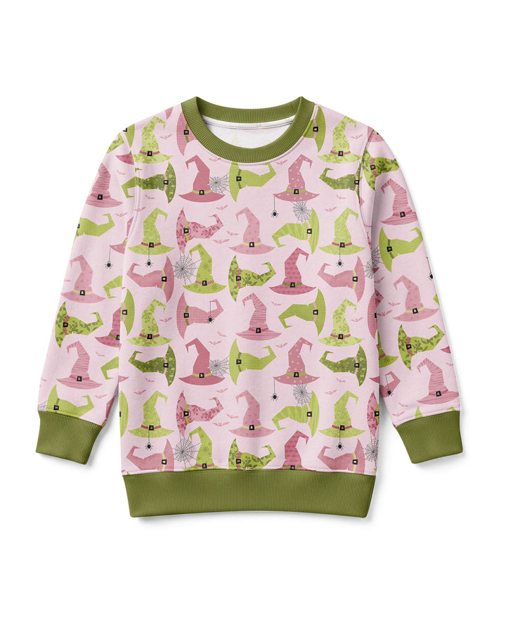 Pink Witch Hat Halloween Bamboo Crewneck Sweatshirt