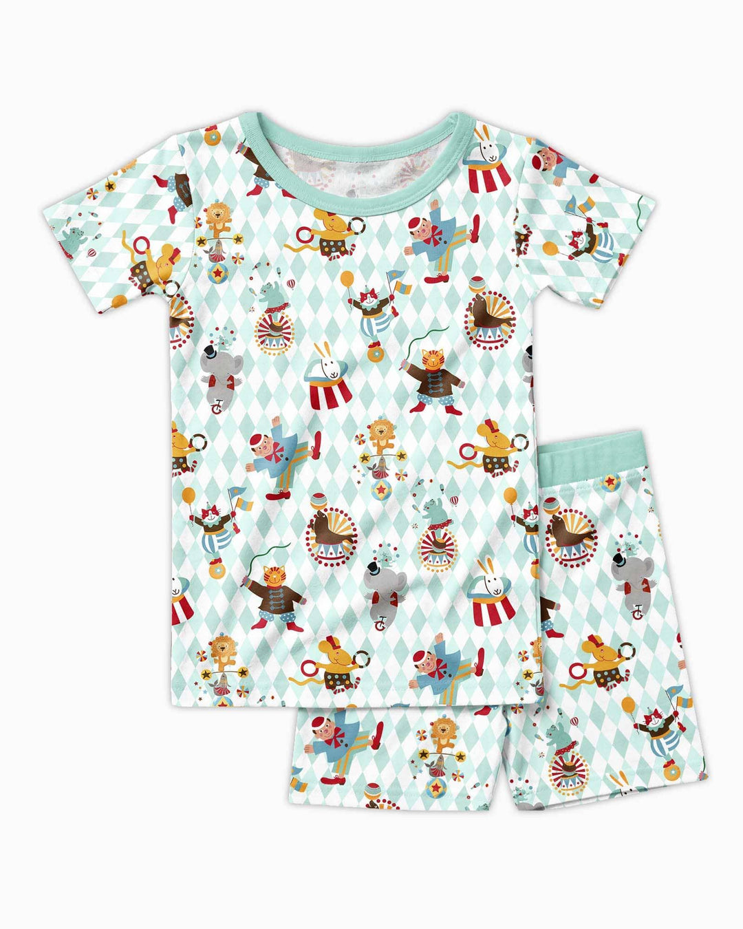 Circus Animal Bamboo Two Piece Short Sleeve Shorts Pajama Set