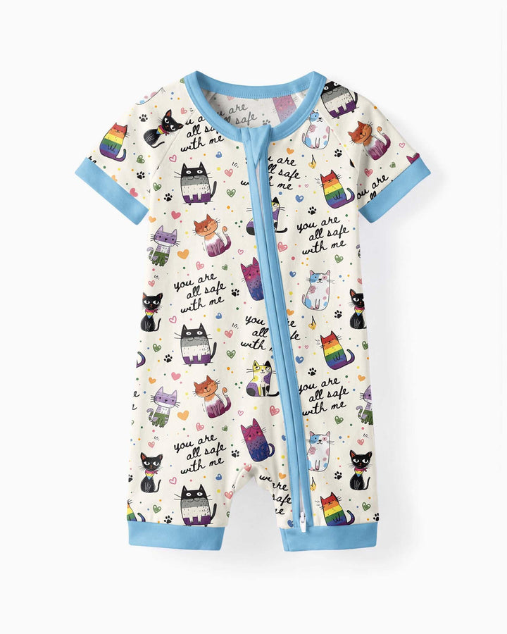 Loved & Safe Kitties Family Matching Bamboo Shorty Zippy