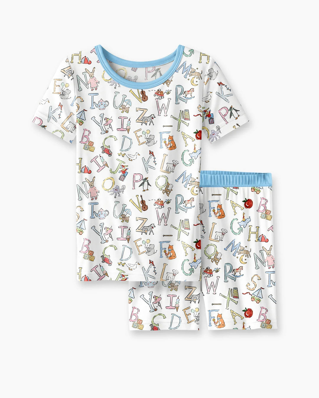 ABC Whimsy Bamboo Two Piece Short Sleeve Shorts Pajama Set