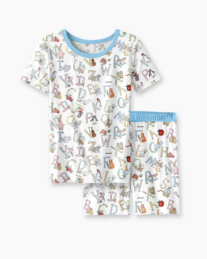 ABC Whimsy Bamboo Two Piece Short Sleeve Shorts Pajama Set