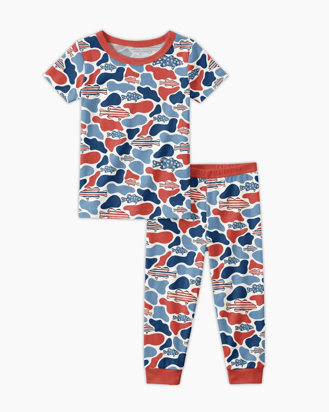 Reel America Daddy & Me Matching Bamboo Two Piece Short Sleeve Pajama Set