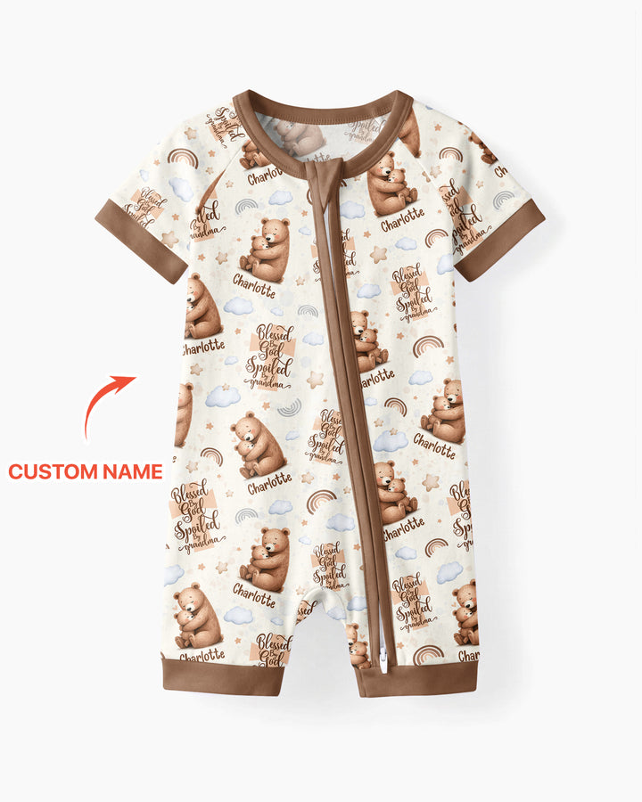 Custom Name Blessed By God Spoiled By Grandma Bamboo Shorty Zippy