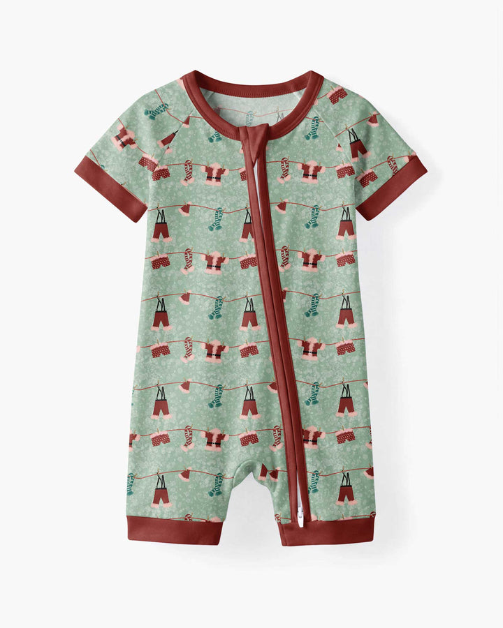 Santa In The Snow Bamboo Shorty Zippy